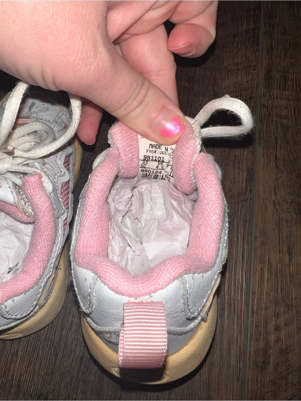 Vintage Nike Kids White and Pink Sneakers with Tan Sole